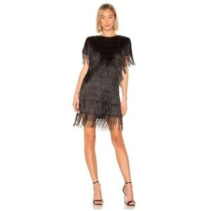 Rachel Zoe Womens Eddy Fringe Sheath Dress, Black, NWT M